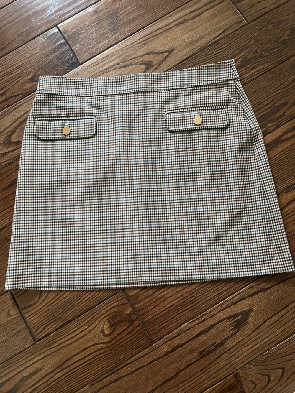 Loft Classic Plaid Skirt in Black, White, and Tan - Size 14